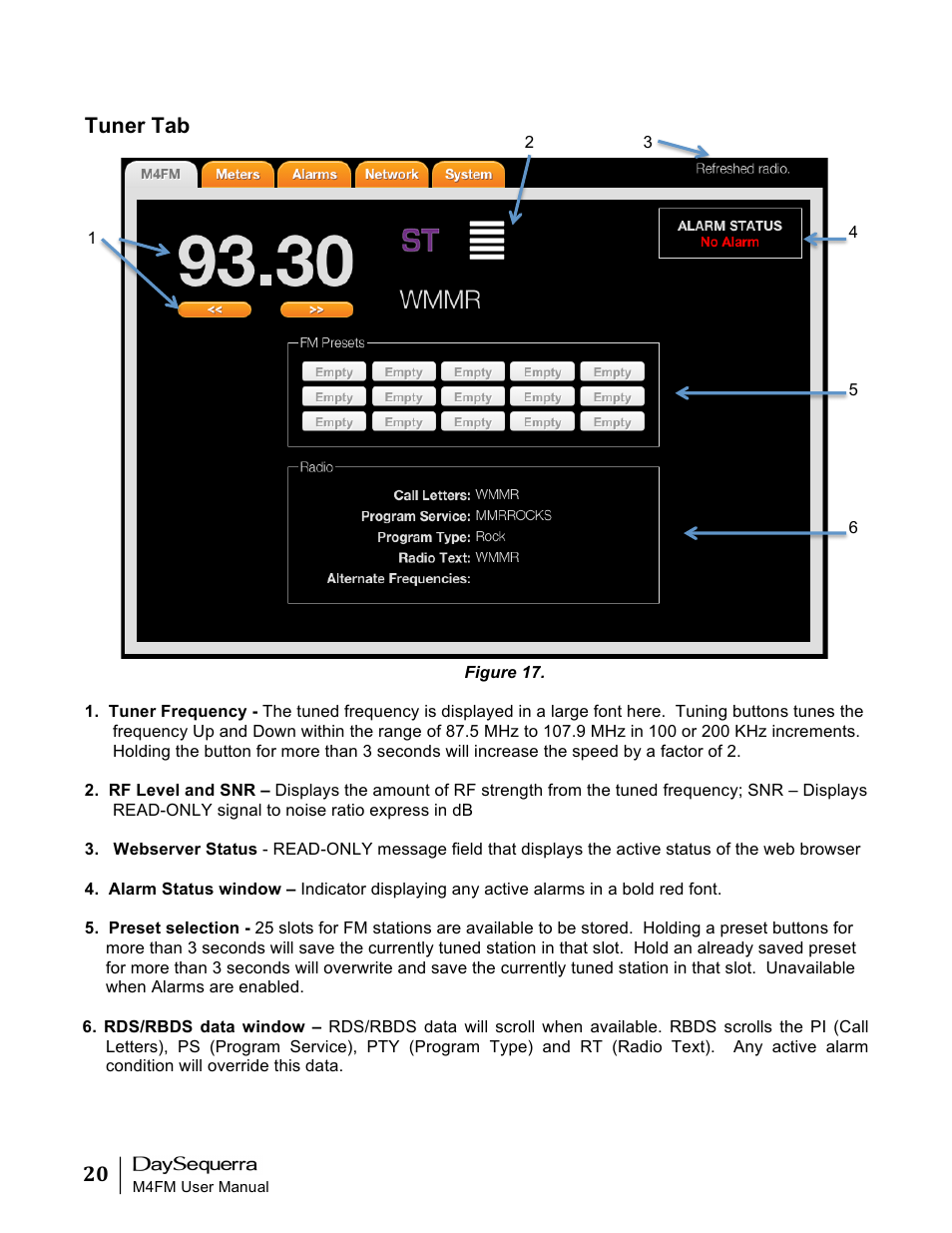 Tuner tab | DaySequerra M4FM User Manual | Page 20 / 26