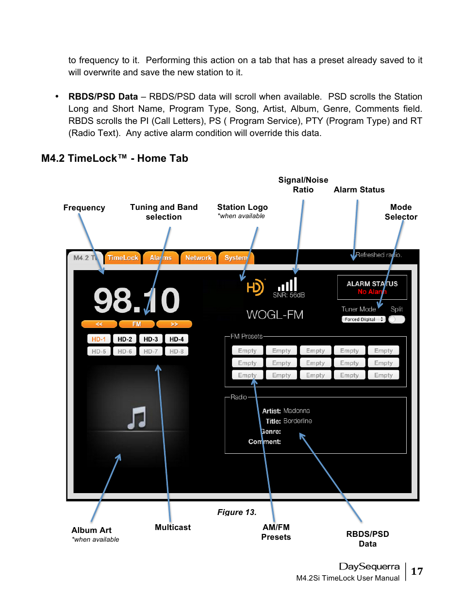 M4.2 timelock™ - home tab | DaySequerra M4.2 TimeLock User Manual | Page 17 / 24