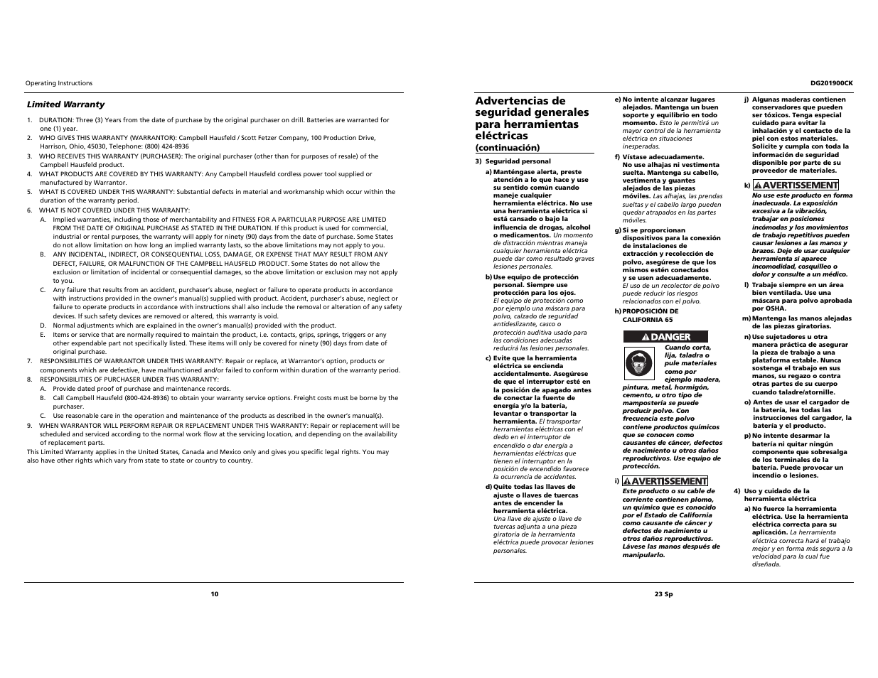 Campbell Hausfeld DG201900CK User Manual | Page 10 / 16