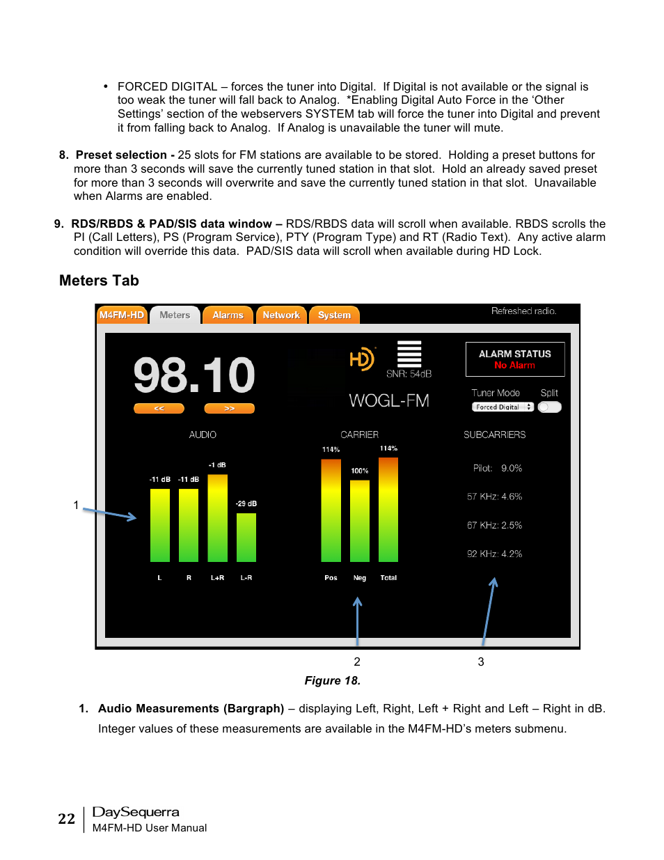 Meters tab | DaySequerra M4FM-HD User Manual | Page 22 / 27