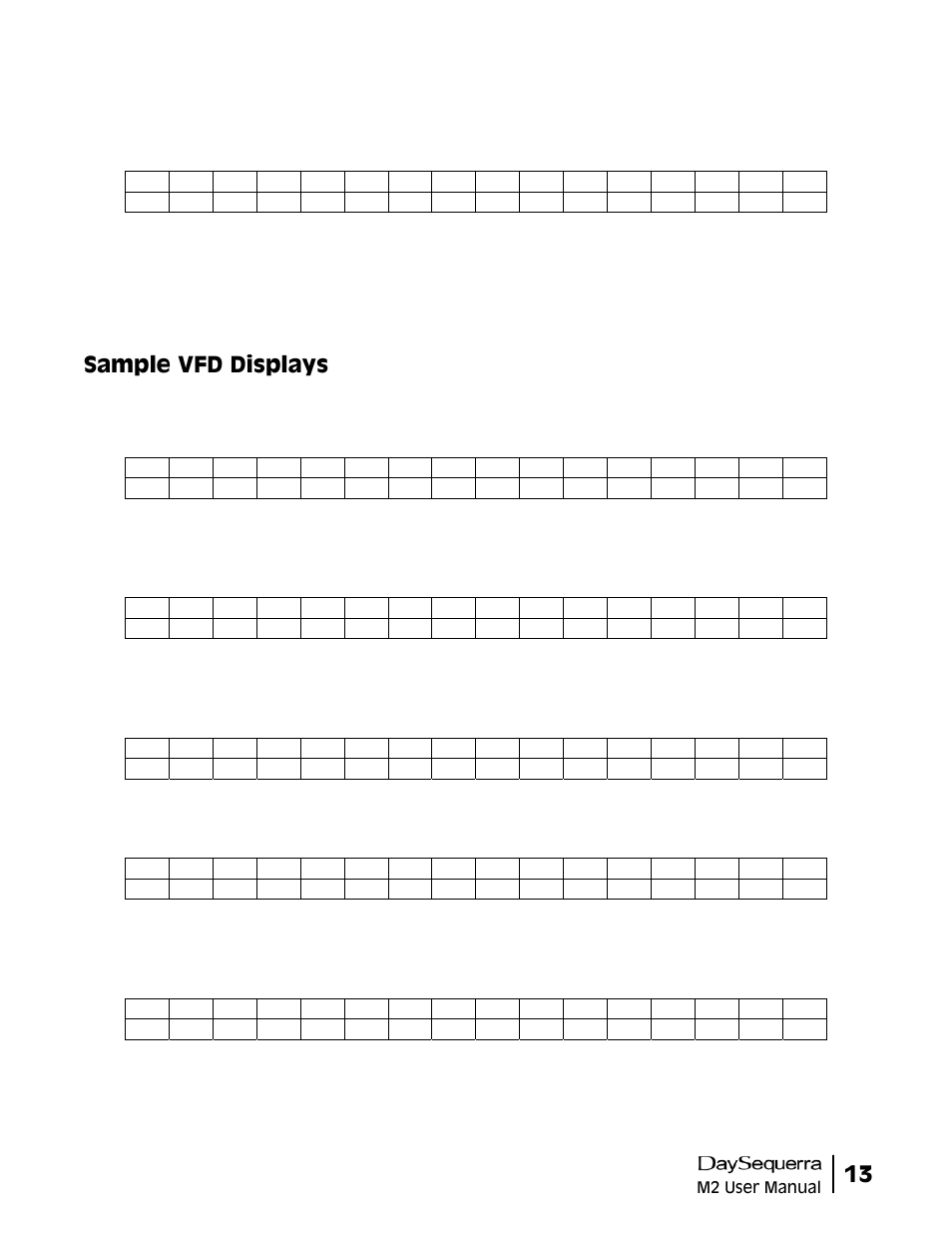 Sample vfd displays | DaySequerra M2.0X User Manual | Page 13 / 20