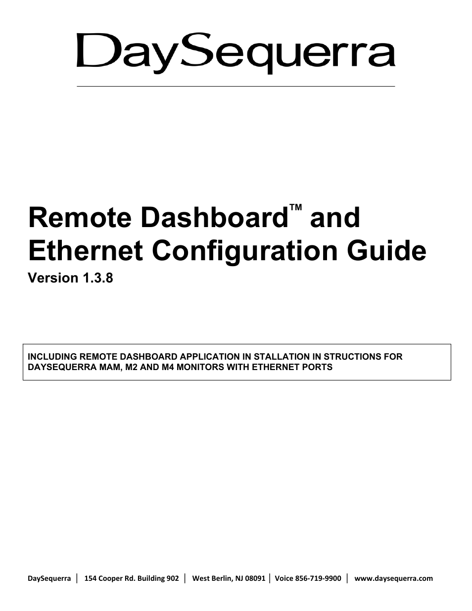 DaySequerra Remote Dashboard User Manual | 12 pages