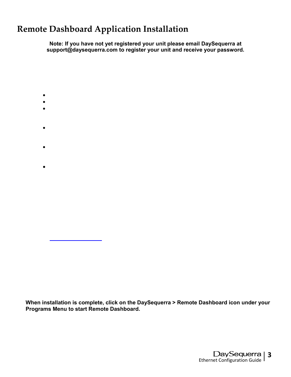 Remote dashboard application installation | DaySequerra Remote Dashboard User Manual | Page 3 / 12