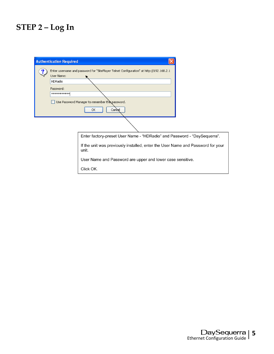 Step 2 – log in | DaySequerra Remote Dashboard User Manual | Page 5 / 12