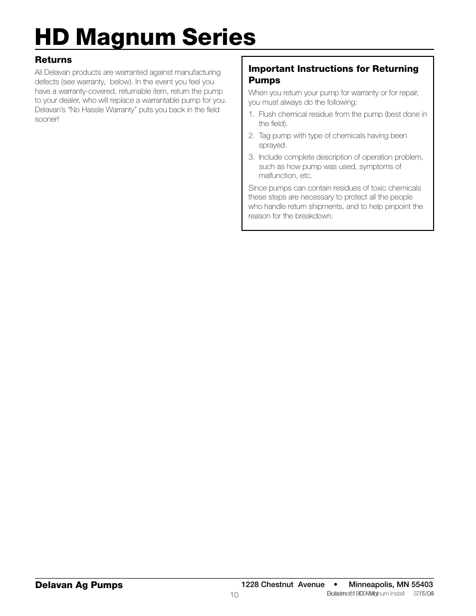 Hd magnum series | Delavan M150 User Manual | Page 10 / 12