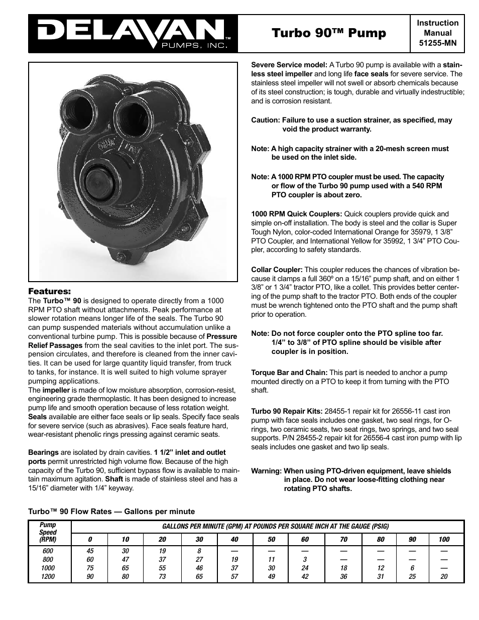 Delavan T90 User Manual | 8 pages