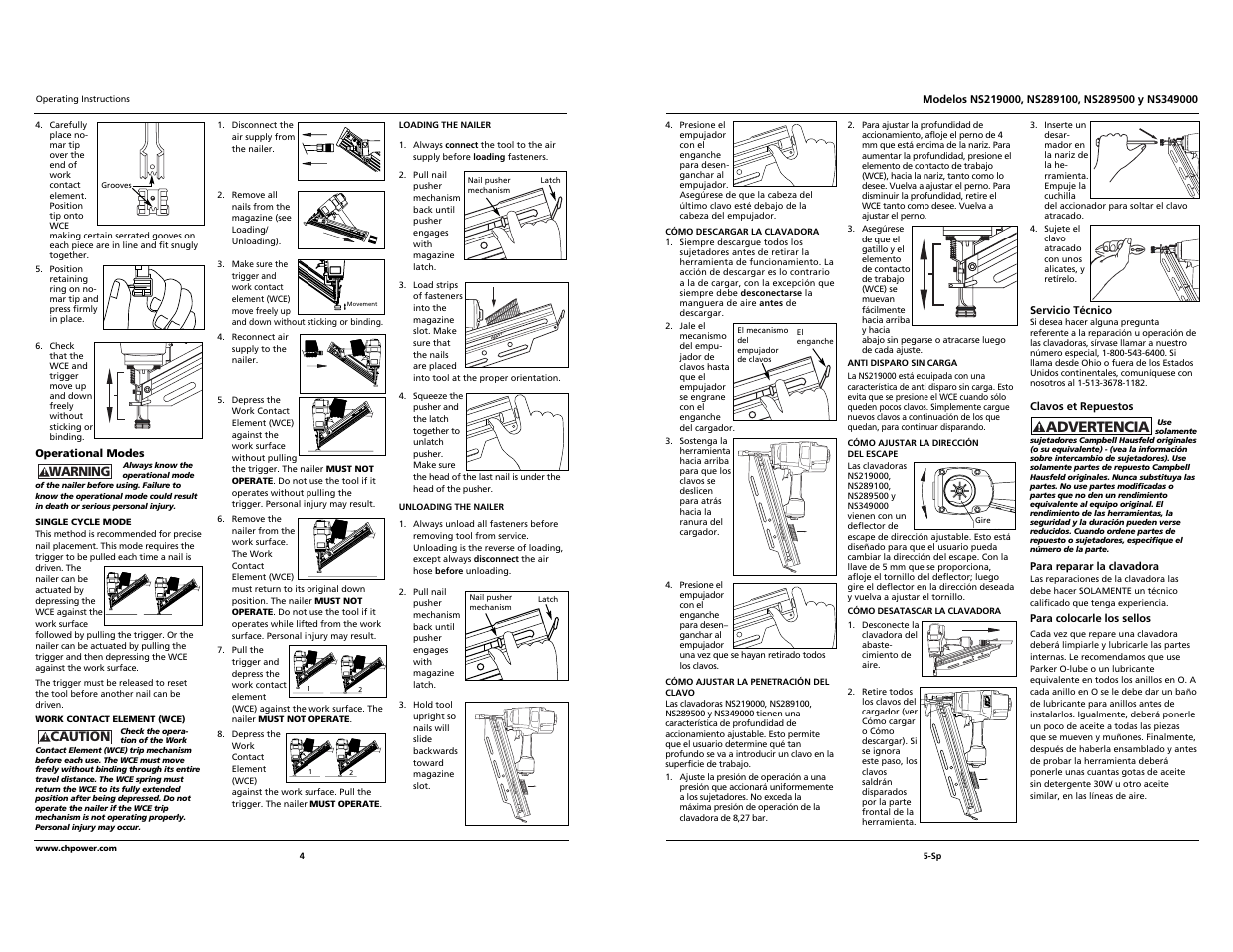 Advertencia | Campbell Hausfeld NS289500 User Manual | Page 4 / 12