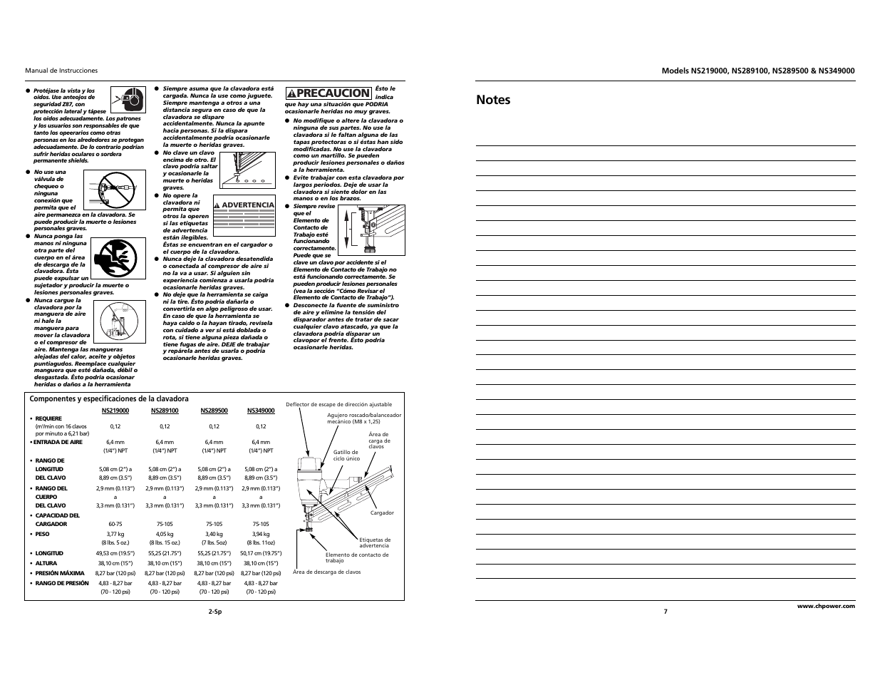 Precaucion | Campbell Hausfeld NS289500 User Manual | Page 7 / 12