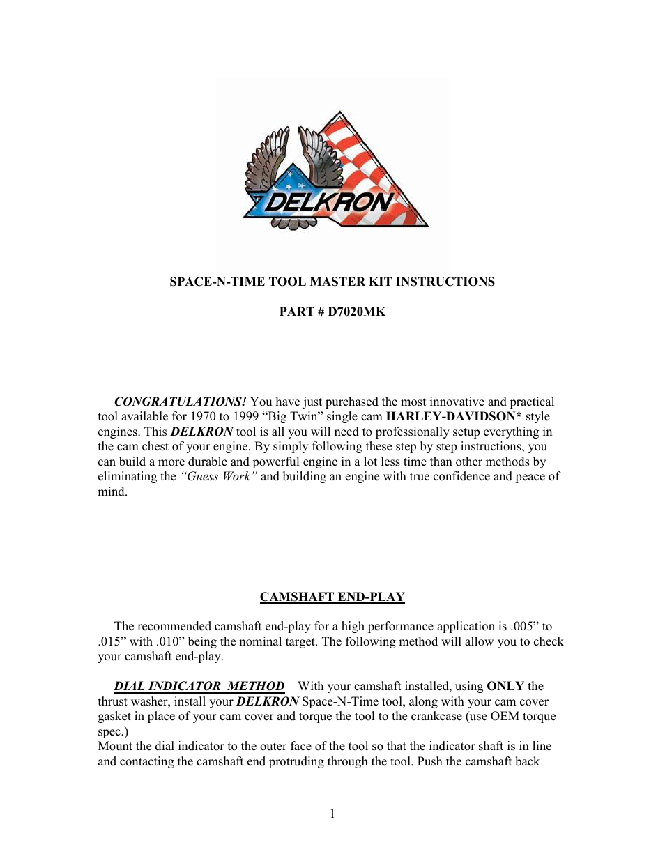 Delkron Space-N-Time Tool Master Kit User Manual | 7 pages