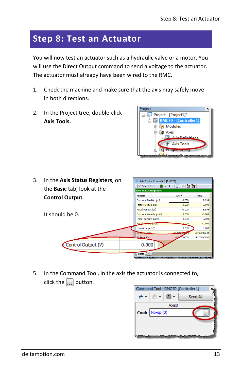 Step 8: test an actuator | Delta RMC70 User Manual | Page 15 / 48