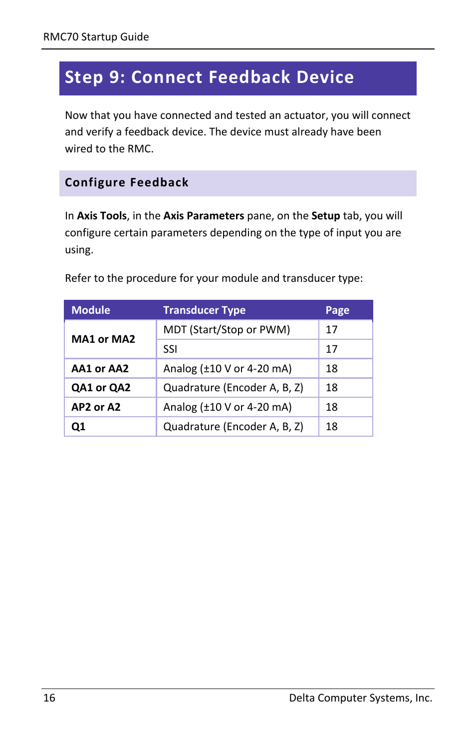 Step 9: connect feedback device | Delta RMC70 User Manual | Page 18 / 48