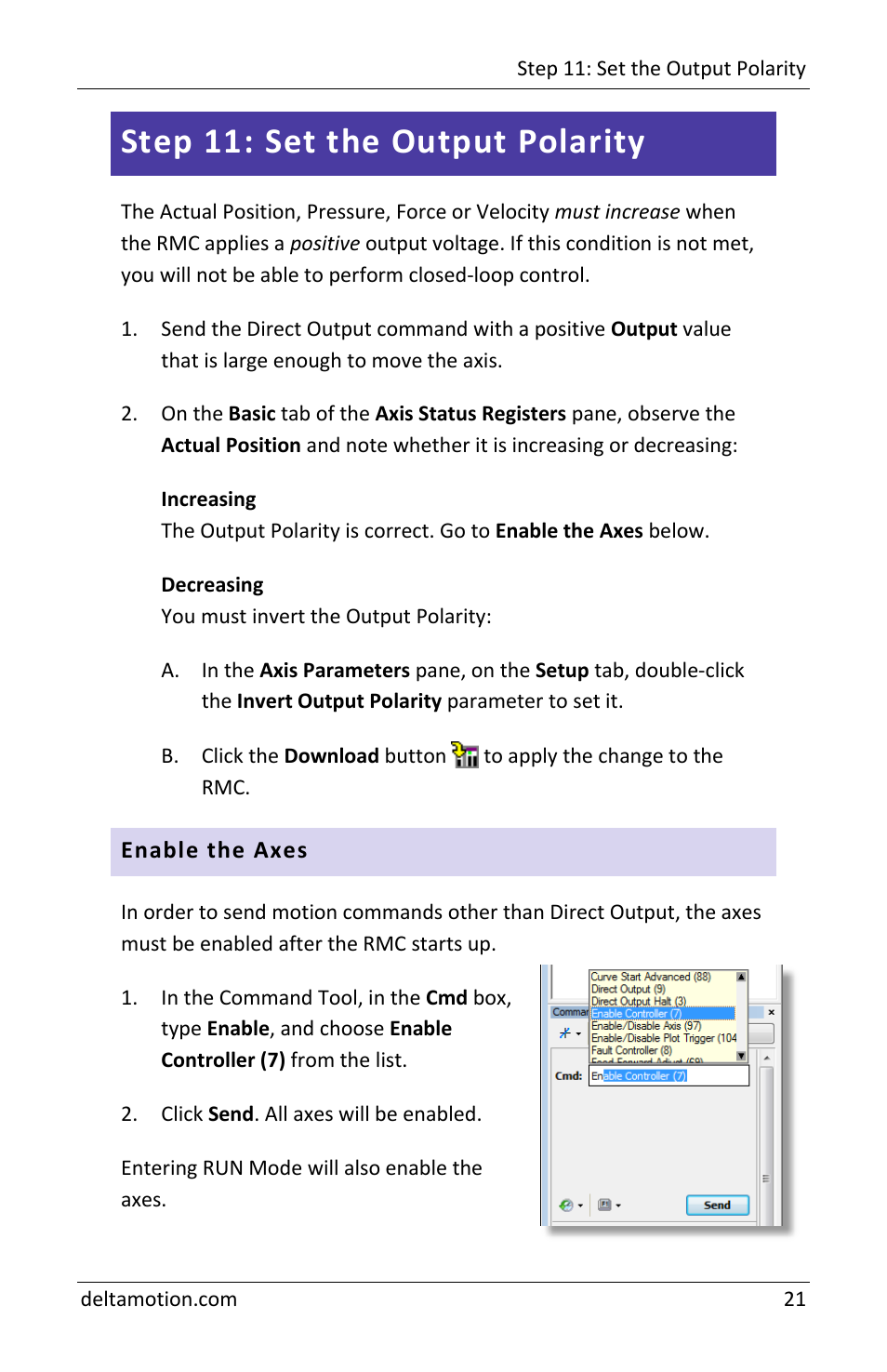 Step 11: set the output polarity | Delta RMC70 User Manual | Page 23 / 48