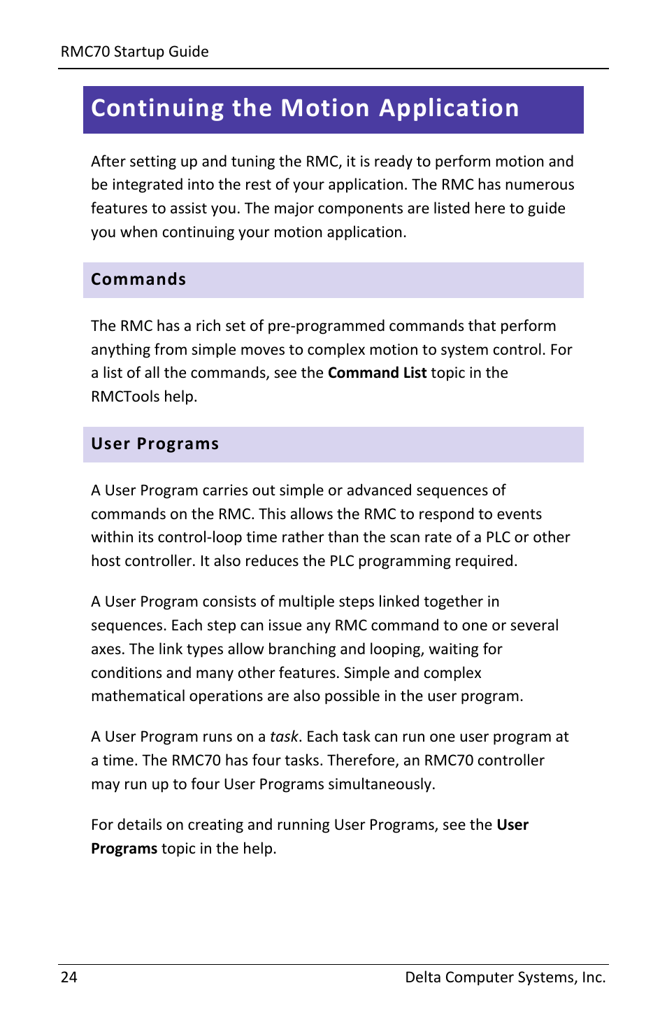Continuing the motion application | Delta RMC70 User Manual | Page 26 / 48
