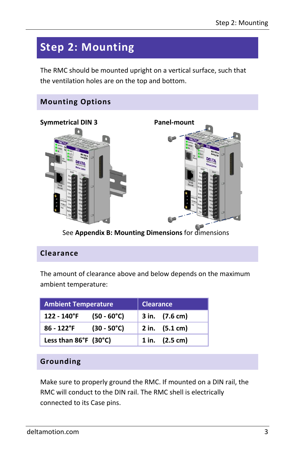 Step 2: mounting | Delta RMC70 User Manual | Page 5 / 48