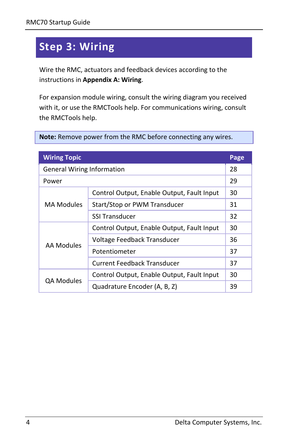 Step 3: wiring | Delta RMC70 User Manual | Page 6 / 48