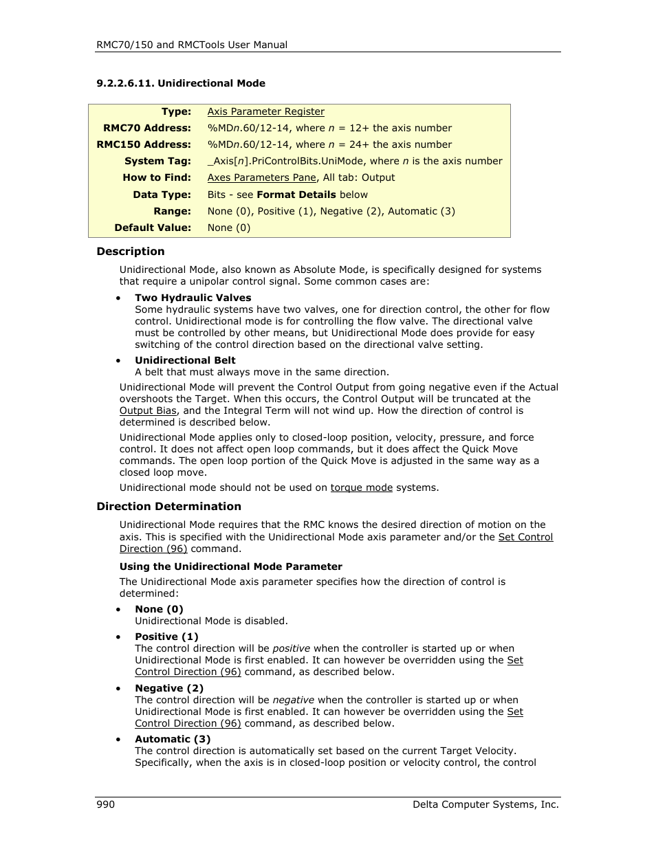 Unidirectional mode, E unidirectional mode | Delta RMC151 User Manual | Page 1010 / 1221