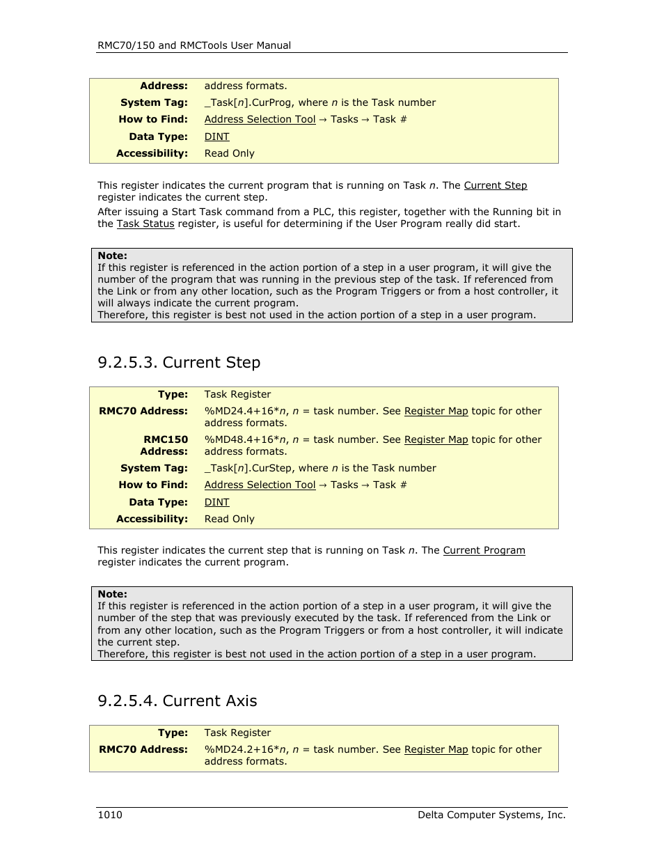 Current step, Current axis, Current step 0 | Current axis 0, Task[].curaxis, Task[].curstep | Delta RMC151 User Manual | Page 1030 / 1221