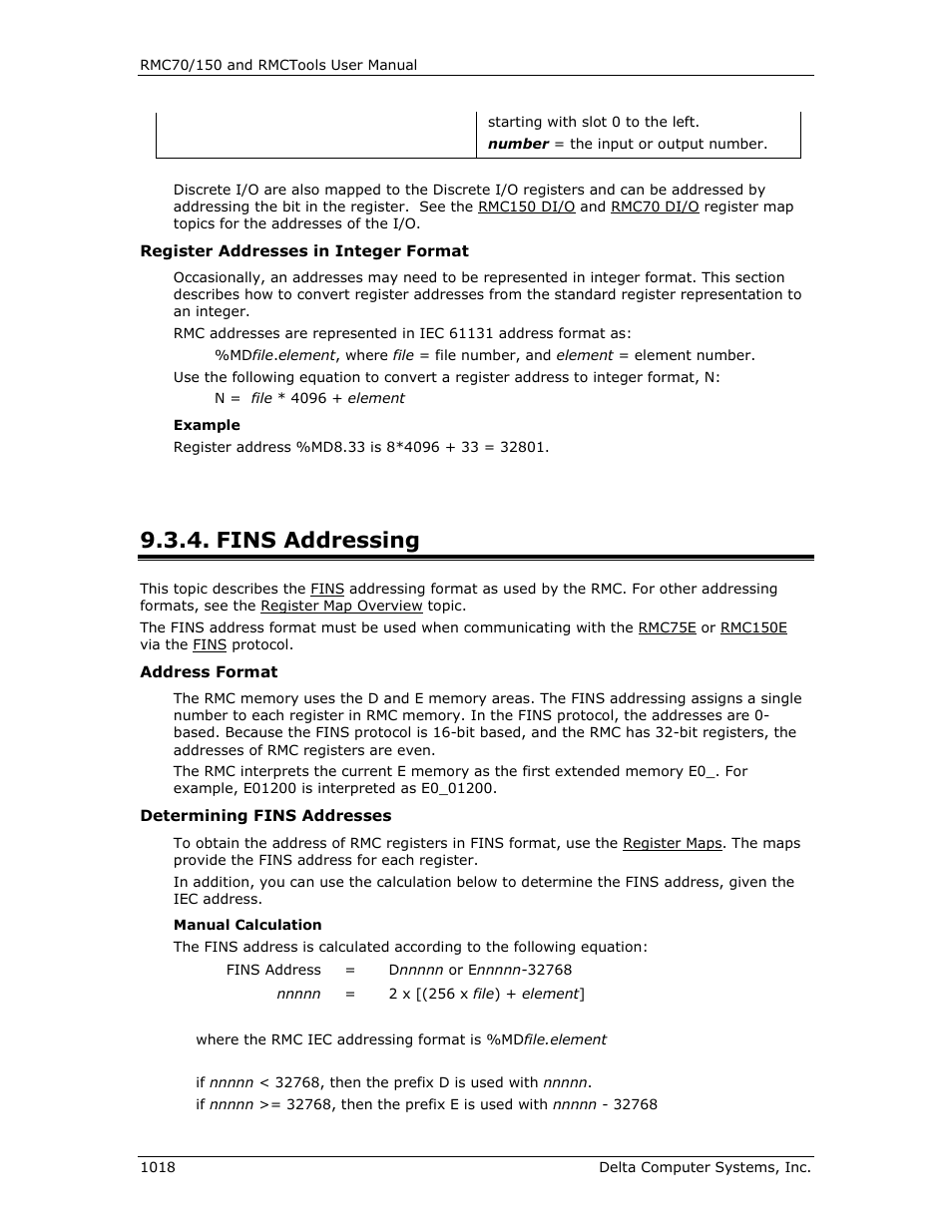 Fins addressing, Fins addressing 8, Fins addresses | Fins | Delta RMC151 User Manual | Page 1038 / 1221