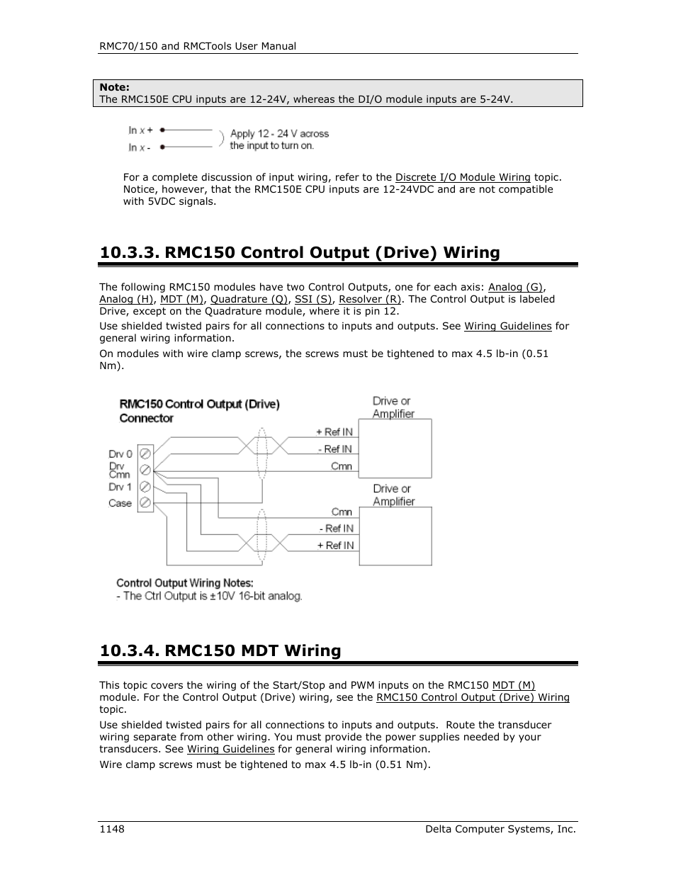 Rmc150 control output (drive) wiring, Rmc150 mdt wiring, Rmc150 control output (drive) wiring 8 | Rmc150 mdt wiring 8, Mdt wiring | Delta RMC151 User Manual | Page 1168 / 1221