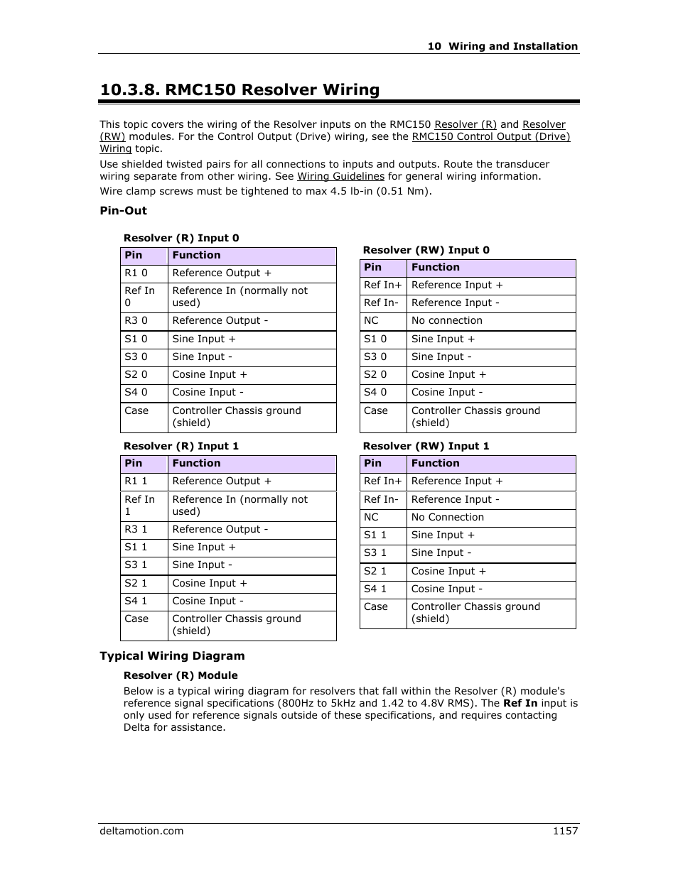 Rmc150 resolver wiring, Rmc150 resolver wiring 7, Resolver | Resolver (r) | Delta RMC151 User Manual | Page 1177 / 1221