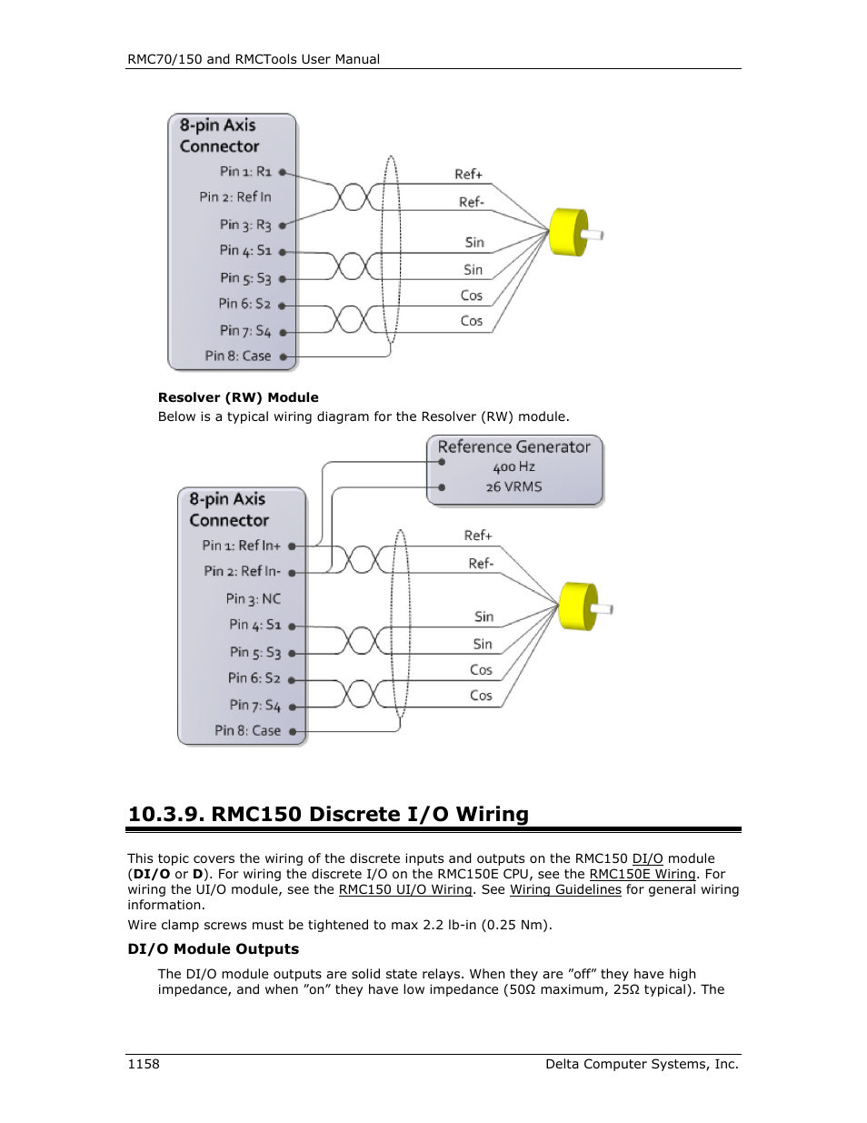 Rmc150 discrete i/o wiring, Rmc150 discrete i/o wiring 8, R rmc150 discrete i/o wiring | Discrete i/o, Discrete i/o wiring, Discrete i/o module wiring | Delta RMC151 User Manual | Page 1178 / 1221