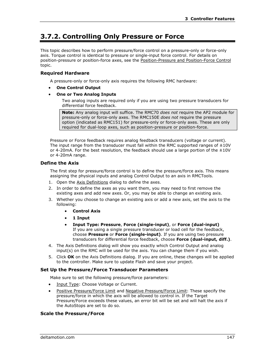 Controlling only pressure or force, Controlling pressure or force | Delta RMC151 User Manual | Page 167 / 1221