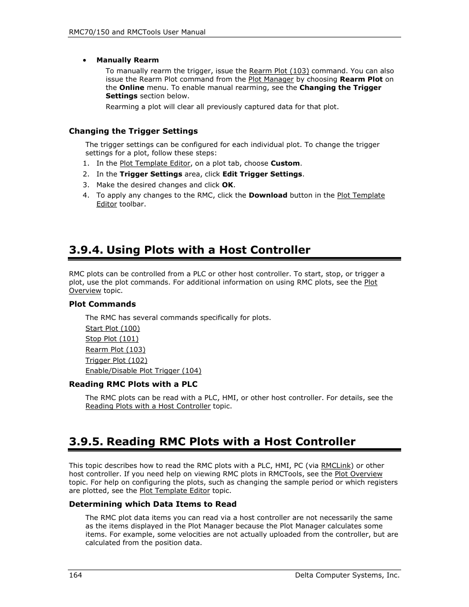 Using plots with a host controller, Reading rmc plots with a host controller, Reading plots with a host controller | Delta RMC151 User Manual | Page 184 / 1221