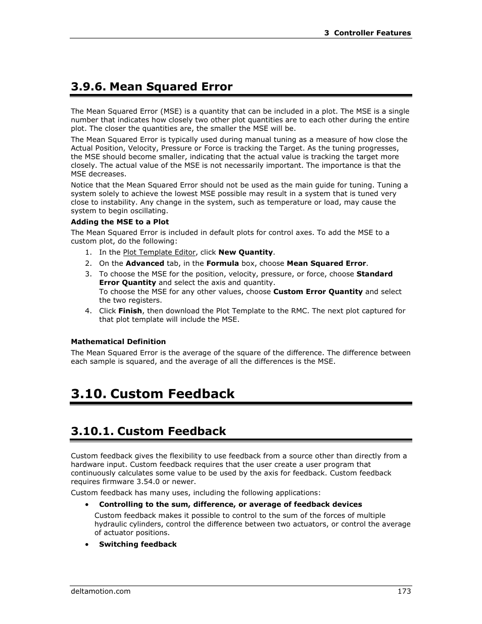 Mean squared error, Custom feedback, Ee custom feedback | Delta RMC151 User Manual | Page 193 / 1221