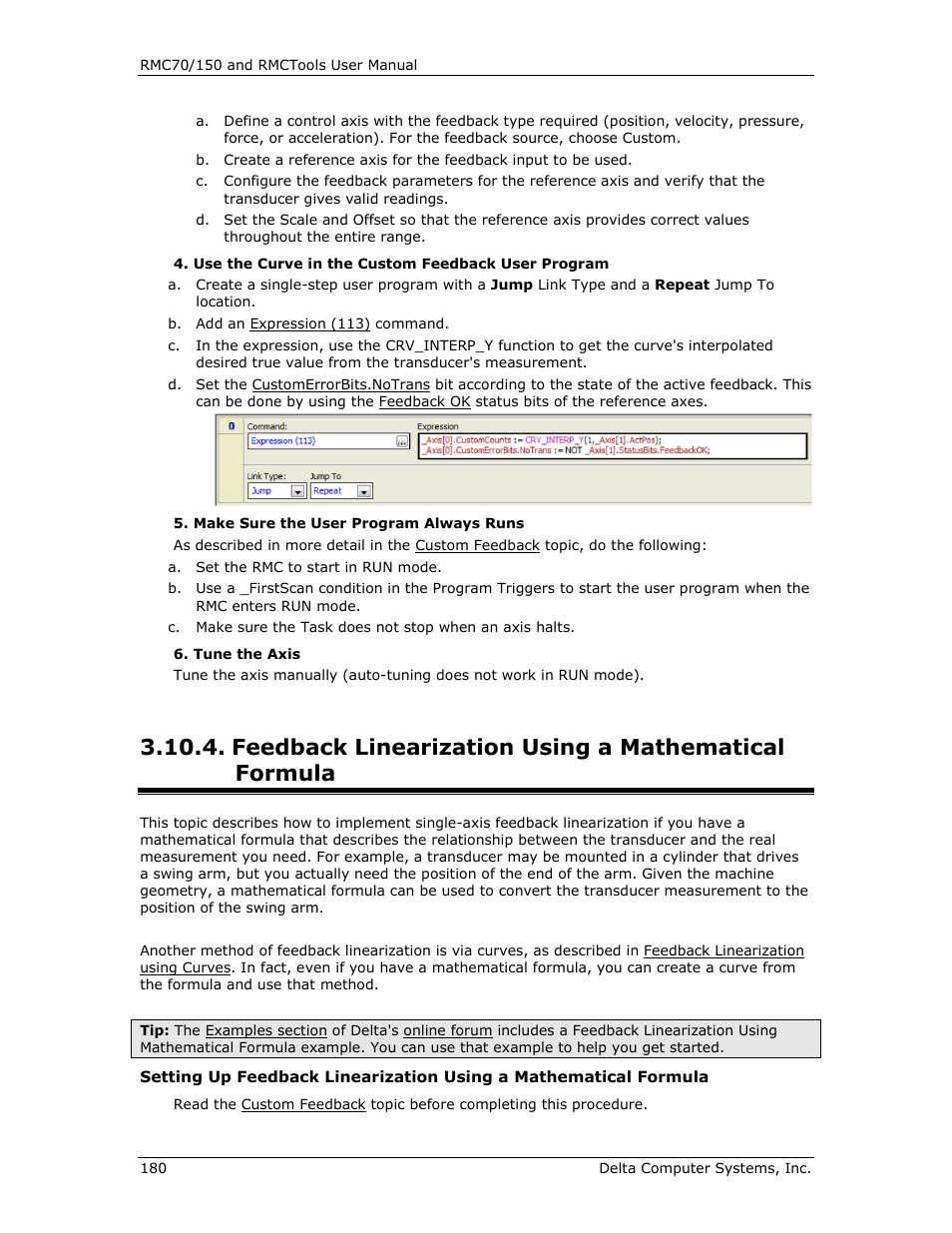 Feedback linearization using mathematical formula, Feedback linearization using mathematical, Formula | Delta RMC151 User Manual | Page 200 / 1221