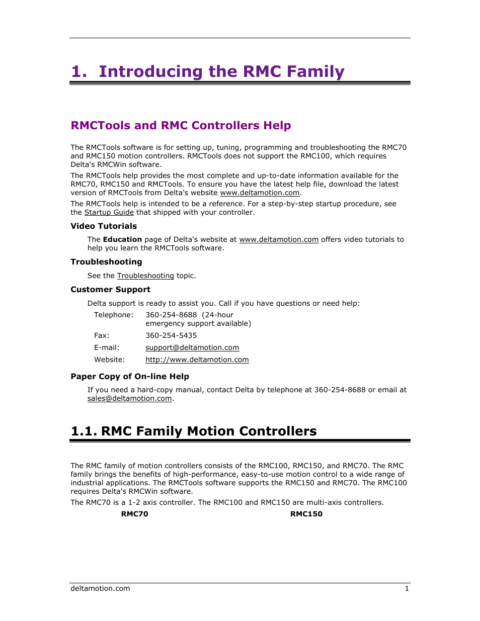 Rmc family motion controllers, Introducing the rmc family, Rmctools and rmc controllers help | Delta RMC151 User Manual | Page 21 / 1221