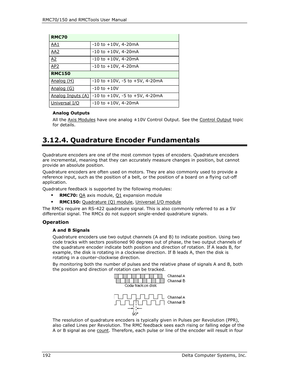 Quadrature encoder fundamentals, Quadrature, S quadrature | Be quadrature encoder | Delta RMC151 User Manual | Page 212 / 1221