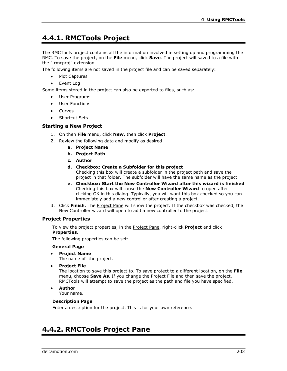 Rmctools project, Rmctools project pane, Project pane | Creating a new project project pane | Delta RMC151 User Manual | Page 223 / 1221