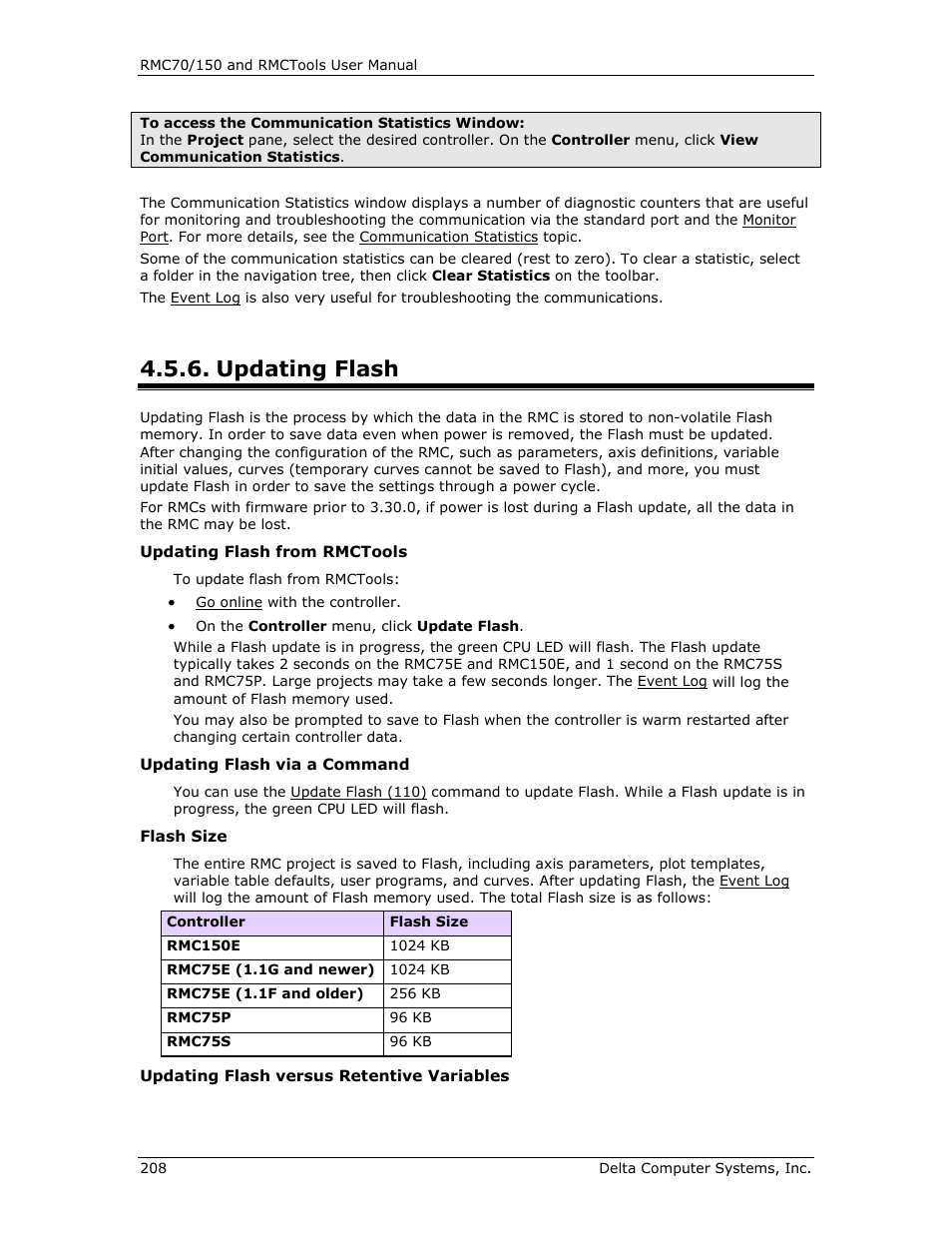 Updating flash, Update flash | Delta RMC151 User Manual | Page 228 / 1221