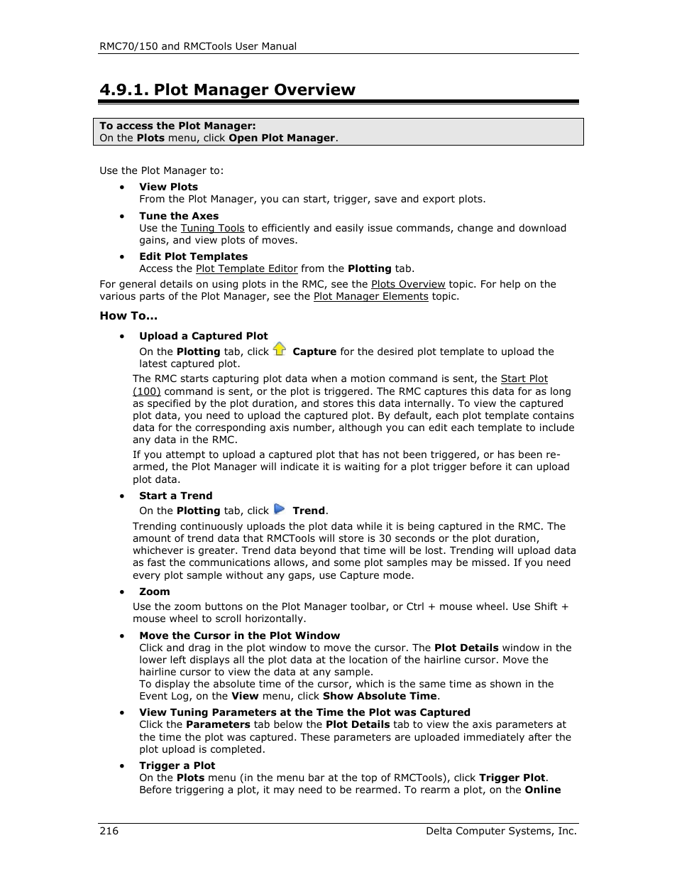 Plot manager overview, Plot manager, E plot manager | E plot, Manager | Delta RMC151 User Manual | Page 236 / 1221