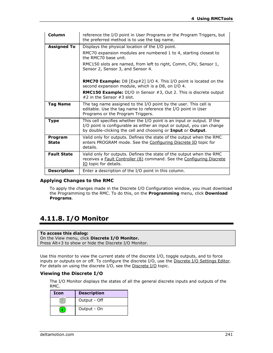 I/o monitor | Delta RMC151 User Manual | Page 261 / 1221