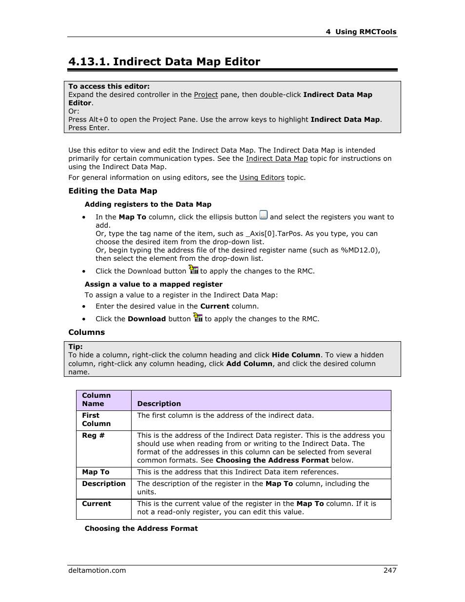 Indirect data map editor, Indirect data map | Delta RMC151 User Manual | Page 267 / 1221