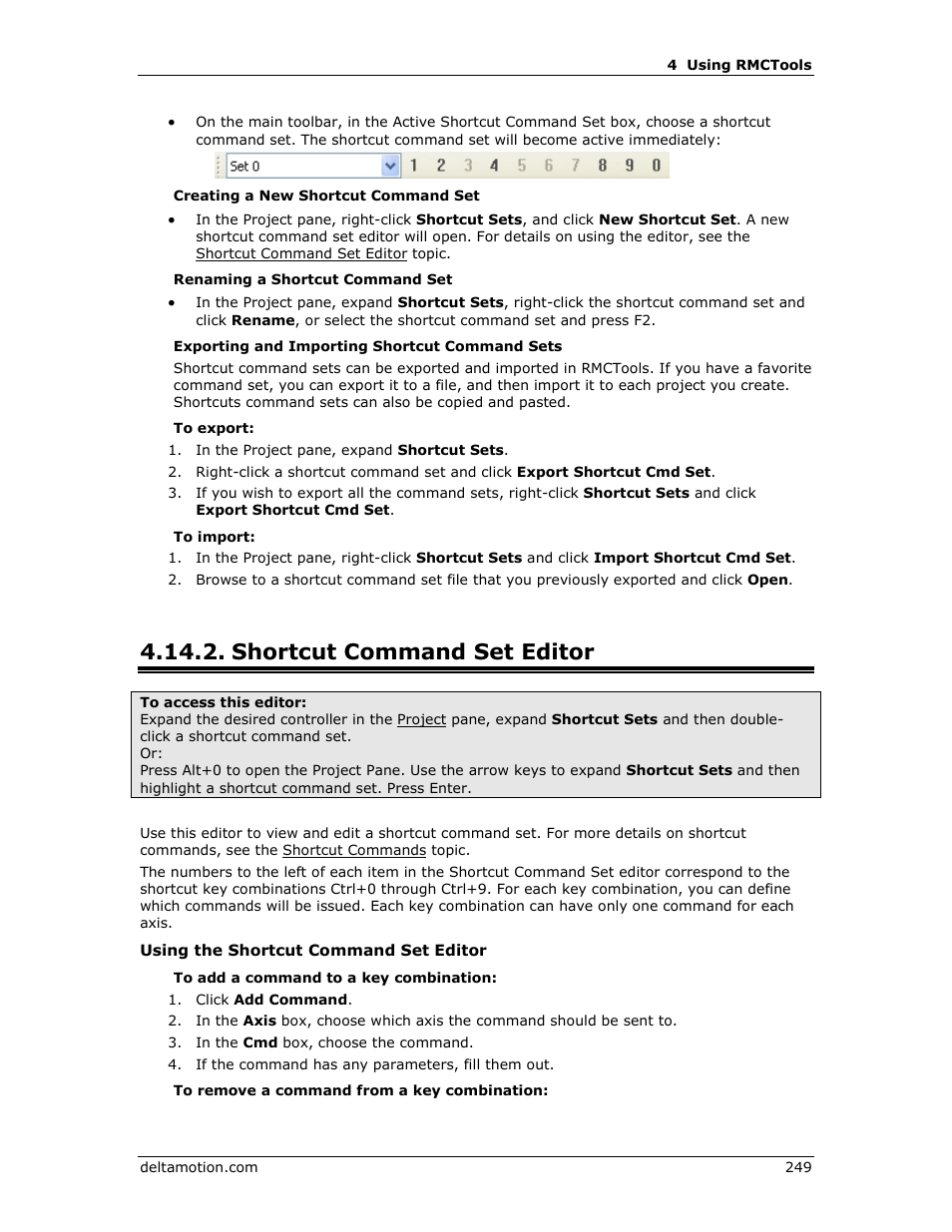 Shortcut command set editor, Shortcut command set, Editor | Delta RMC151 User Manual | Page 269 / 1221