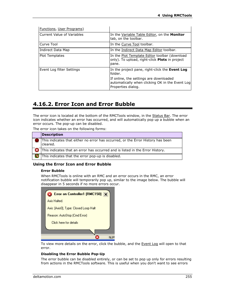 Error icon and error bubble, Error bubble | Delta RMC151 User Manual | Page 275 / 1221