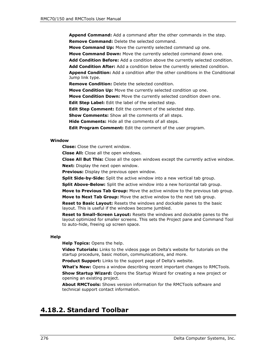 Standard toolbar, Standard, Toolbar | Delta RMC151 User Manual | Page 296 / 1221