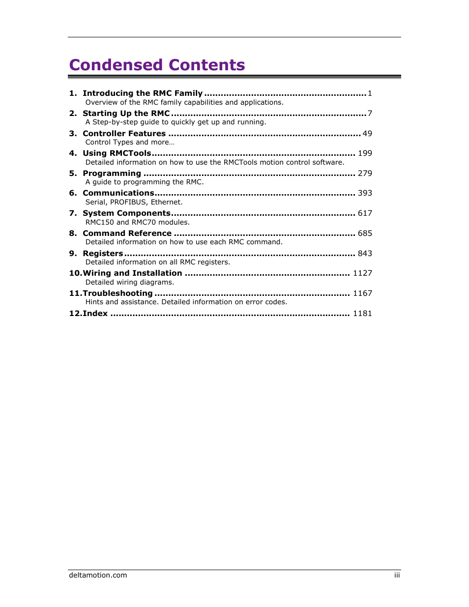 Condensed contents | Delta RMC151 User Manual | Page 3 / 1221