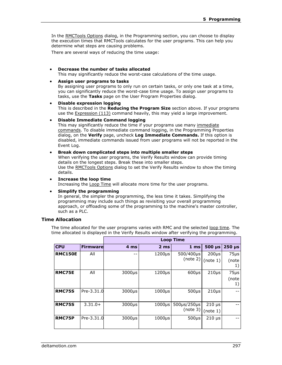 Time, Allocated | Delta RMC151 User Manual | Page 317 / 1221