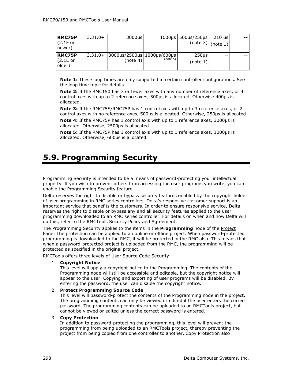 Programming security | Delta RMC151 User Manual | Page 318 / 1221