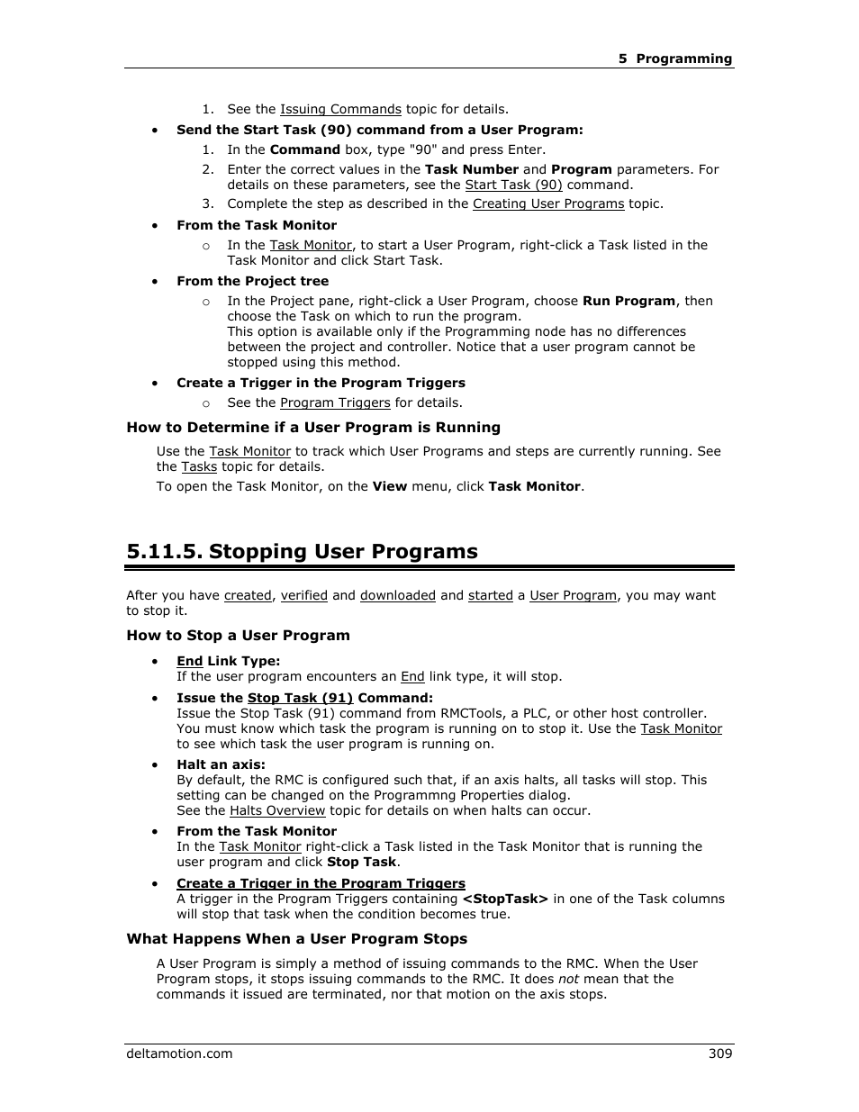 Stopping user programs | Delta RMC151 User Manual | Page 329 / 1221