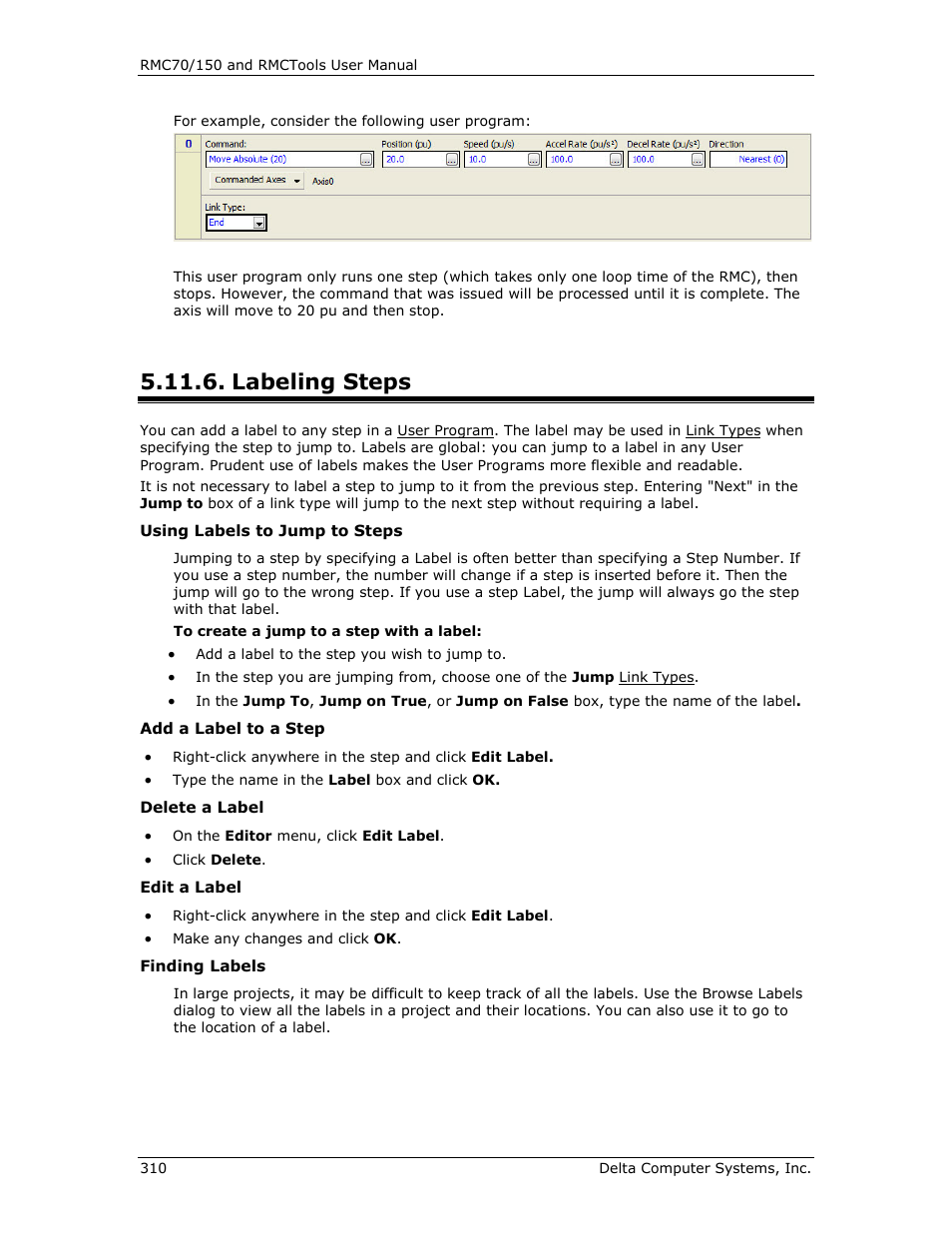 Labeling steps, Labels | Delta RMC151 User Manual | Page 330 / 1221