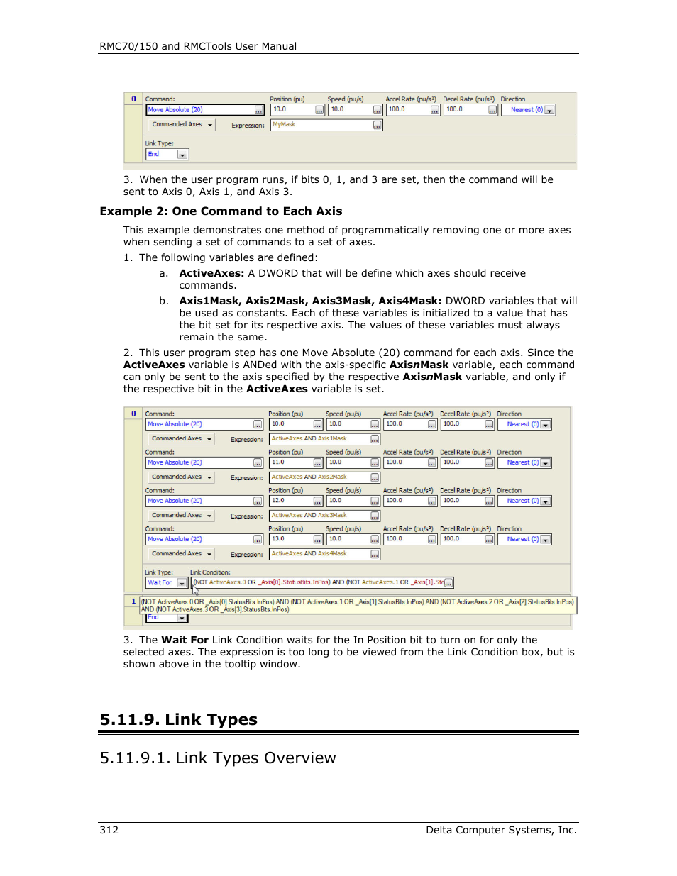 Link types, Link types overview, Link | Link type, E link type | Delta RMC151 User Manual | Page 332 / 1221