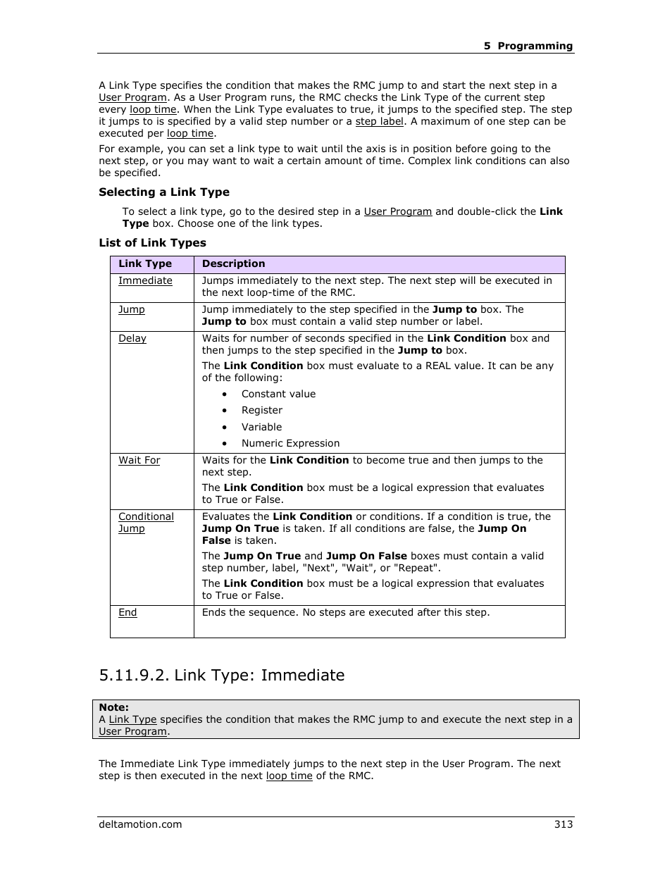 Link type: immediate, Immediate | Delta RMC151 User Manual | Page 333 / 1221