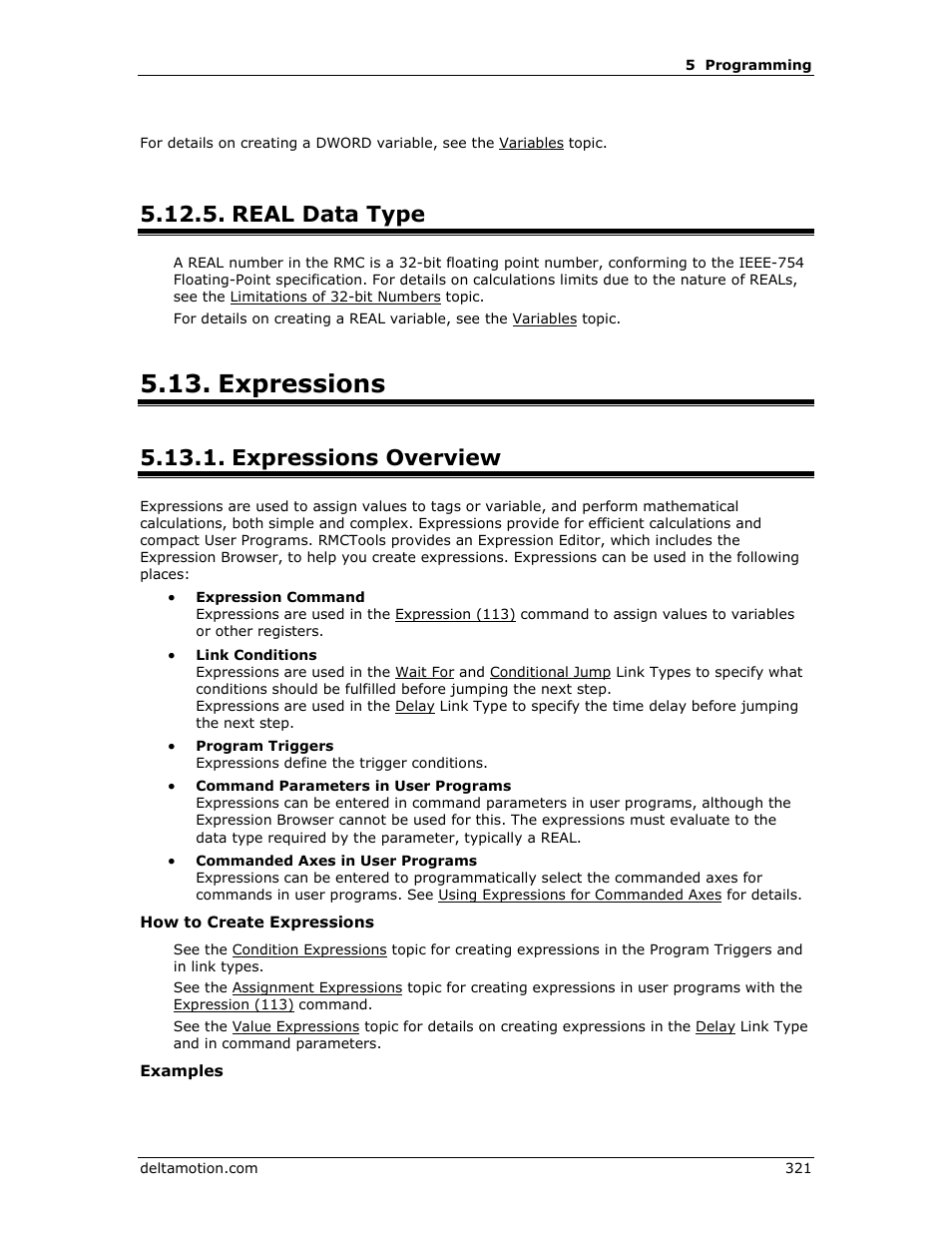 Real data type, Expressions, Expressions overview | E expressions, Real, Expression, Dd expressions, E expressions overview, N expressions | Delta RMC151 User Manual | Page 341 / 1221