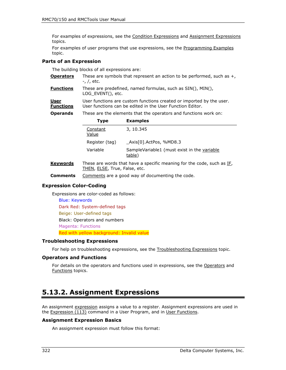 Assignment expressions, E assignment expressions | Delta RMC151 User Manual | Page 342 / 1221