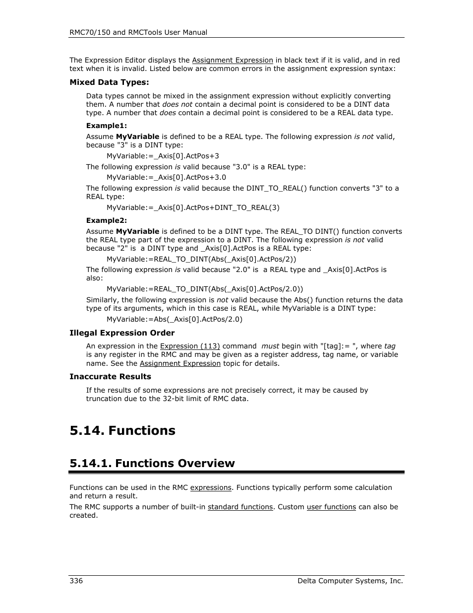 Functions, Functions overview | Delta RMC151 User Manual | Page 356 / 1221