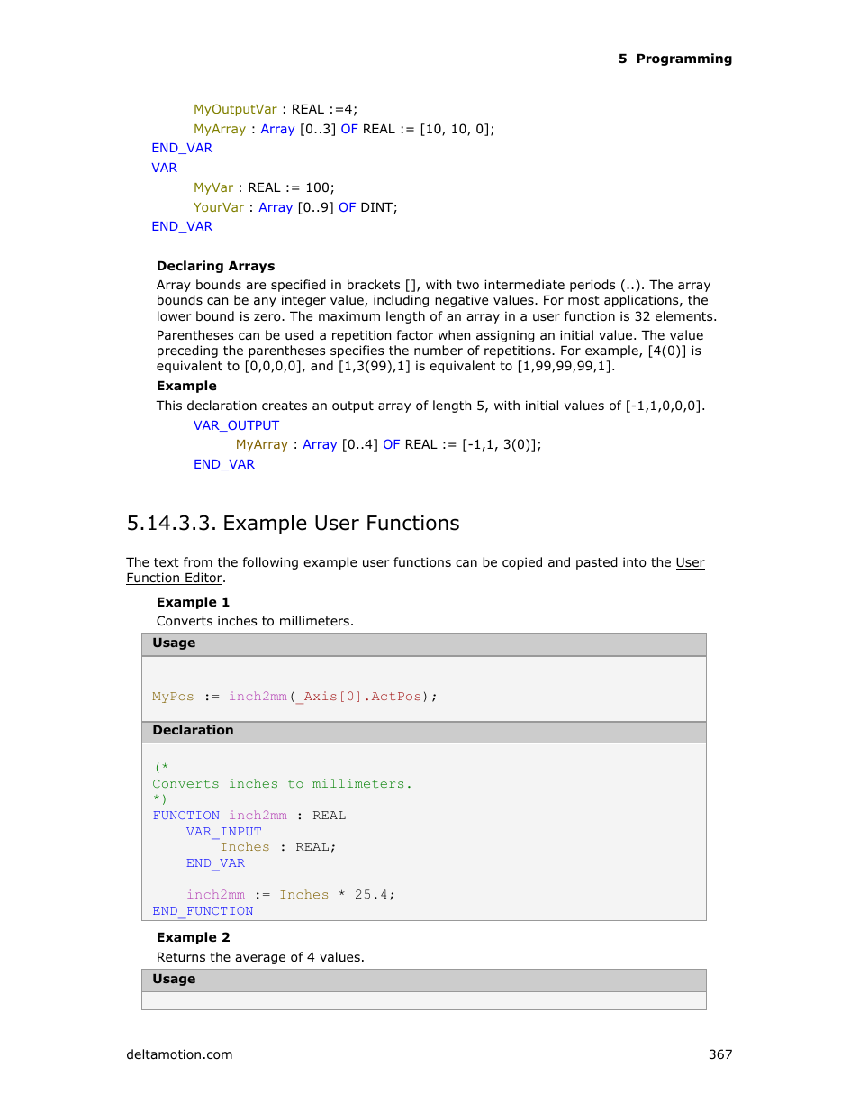 Example user functions, E example user functions | Delta RMC151 User Manual | Page 387 / 1221